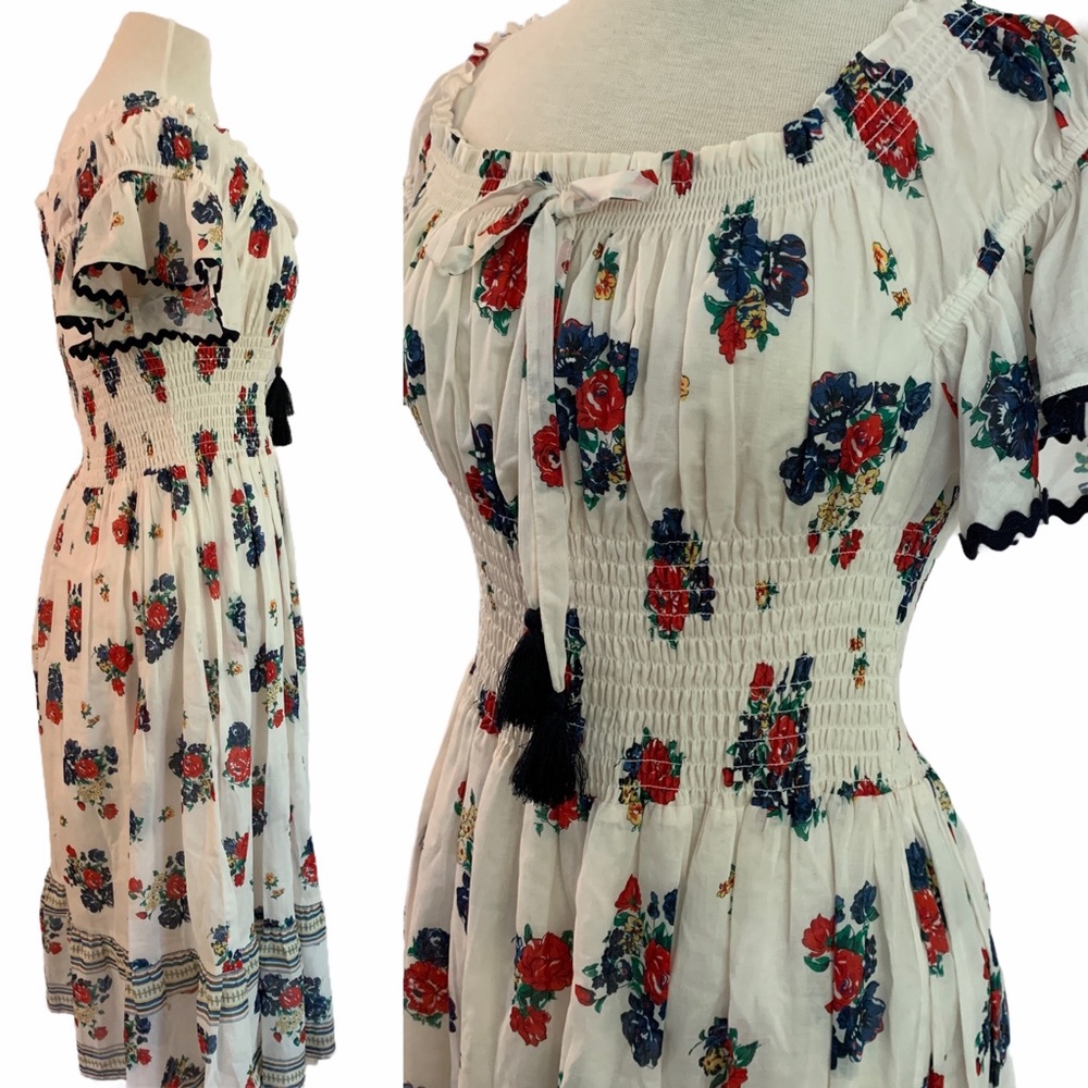 Tory Burch Printed Smocked Midi Dress